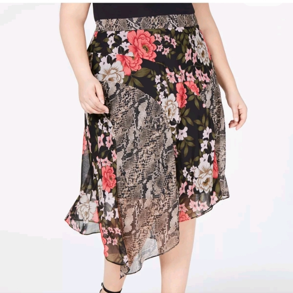 INC Women's Garden Party Floral Animal Print Skirt Plus Size 20W